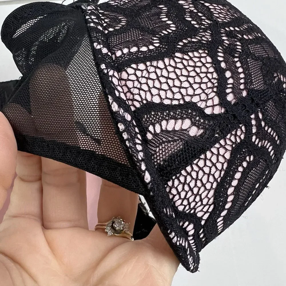 Betsey Johnson‎ Lace Push Up Padded Bra 34C Underwire Black
